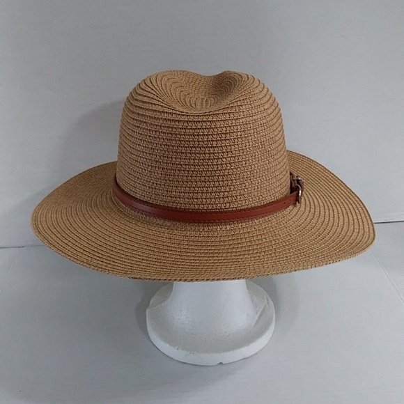 Women's Tan With Brown Band Straw Hat *NWOT* - Picture 3 of 8